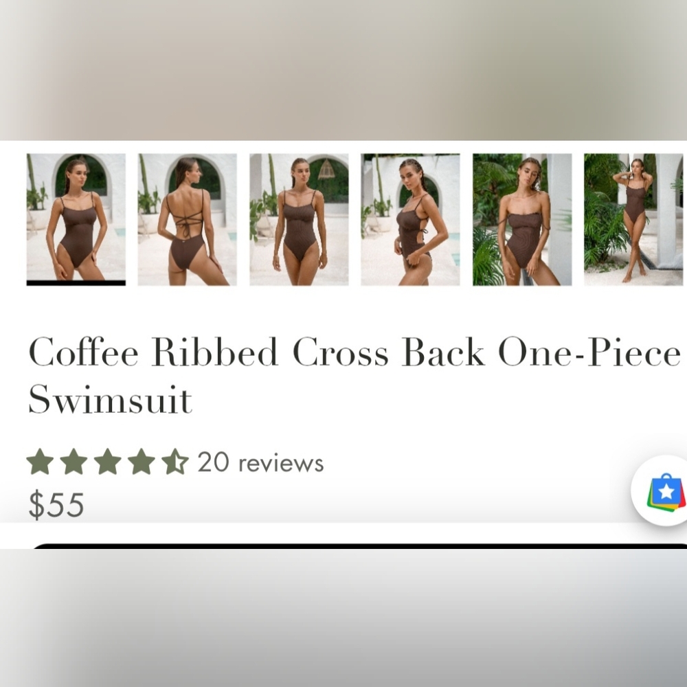 Classic Brown One-Piece Swimsuit with Adjustable Straps - Picture 9 of 9